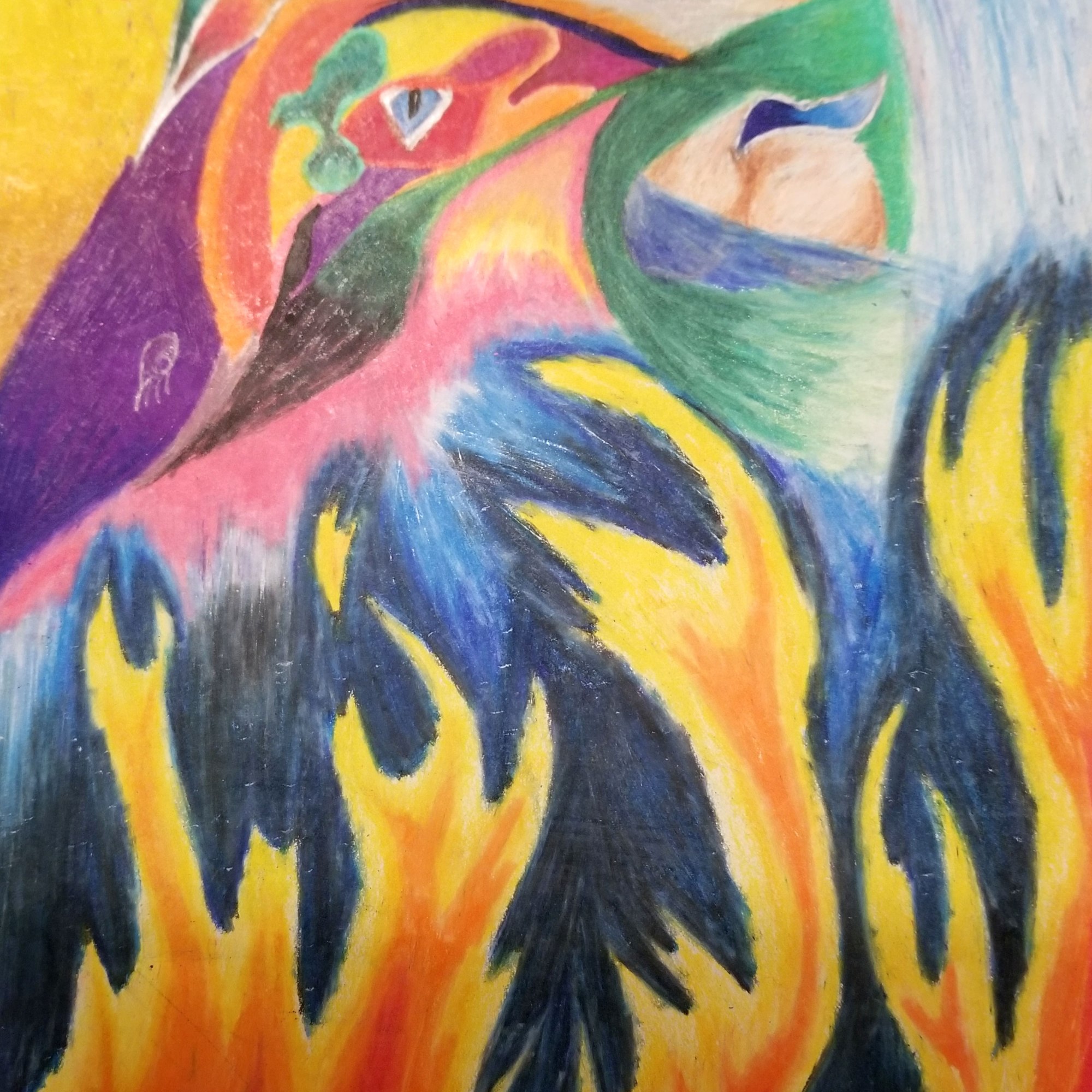 Cascading: Colored Pencils on Paper Abstract colored pencil drawing of a fire being put out. https://lizzyprittyarts.com/product-category/artwork-by-name/cascading/ https://www.redbubble.com/shop/ap/83522672 https://fineartamerica.com/featured/cascading-lizzy-pritty-arts.html https://lizzyprittyarts.threadless.com/designs/cascading