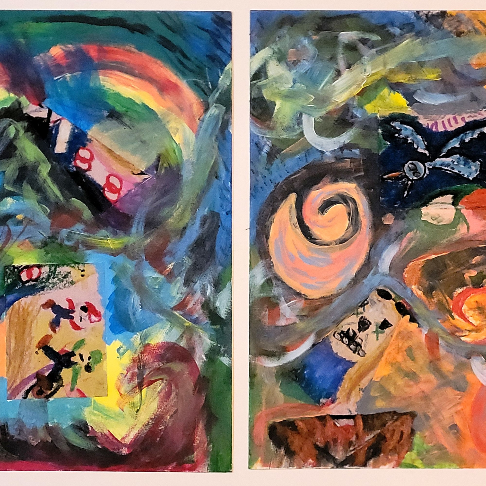 Life's Greatest Secrets: Oil Pastel on Paper glued to poster-board with acrylic paint attached. Mixed media painting abstract artwork with secrets and surprises. https://lizzyprittyarts.com/product-category/artwork-by-name/lifes-greatest-secrets/ https://lizzyprittyarts.threadless.com/designs/lifes-greatest-secrets