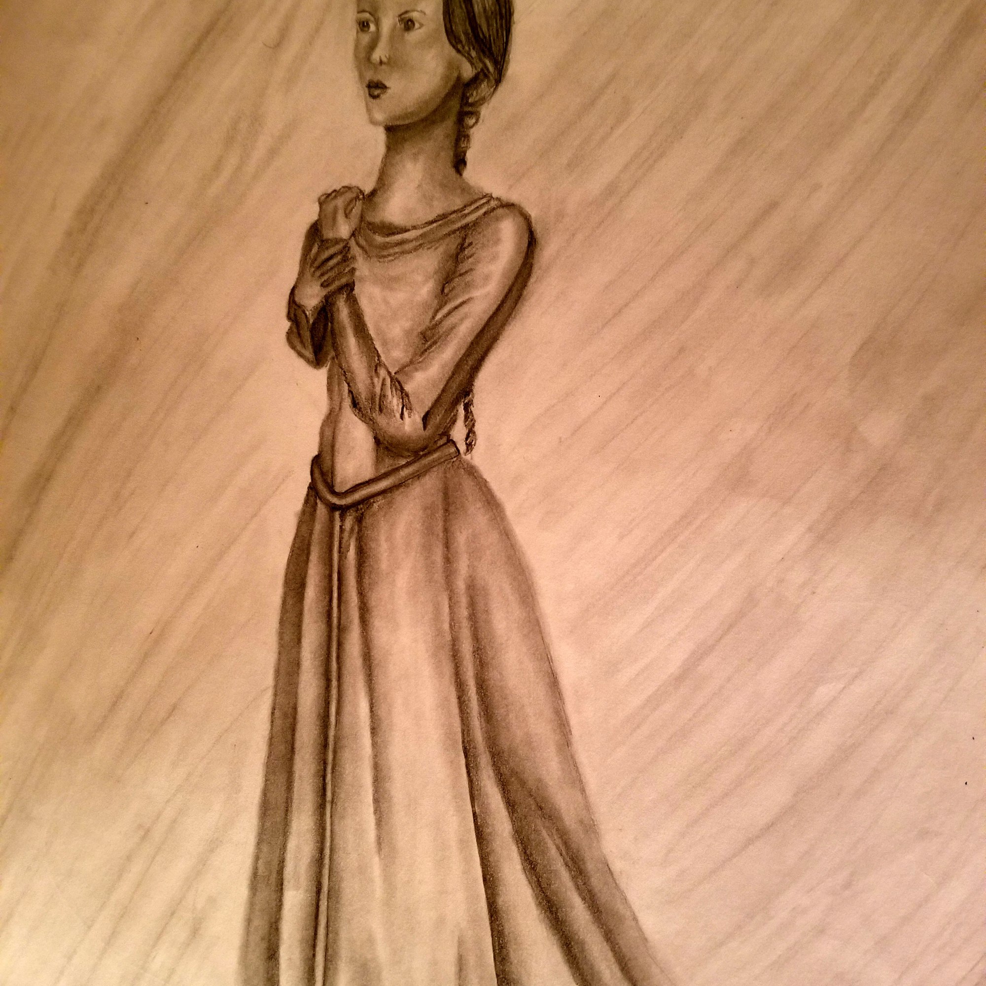 Maiden Elegance: Pencil on Paper. Pencil drawing on paper of a medieval girl. https://lizzyprittyarts.com/product-category/artwork-by-name/maiden-elegance/ https://lizzyprittyarts.threadless.com/designs/maiden-elegance