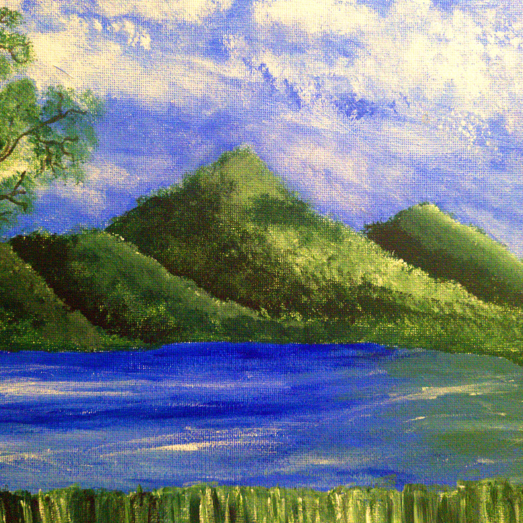 Mountains Of Paradise: Acrylic paint on canvas Painting of clear blue oceans and majestic mountains. https://lizzyprittyarts.com/product-category/artwork-by-name/mountains-of-paradise/ https://www.redbubble.com/shop/ap/83586737 https://fineartamerica.com/featured/mountains-of-paradise-lizzy-pritty-arts.html https://lizzyprittyarts.threadless.com/designs/mountains-of-paradise