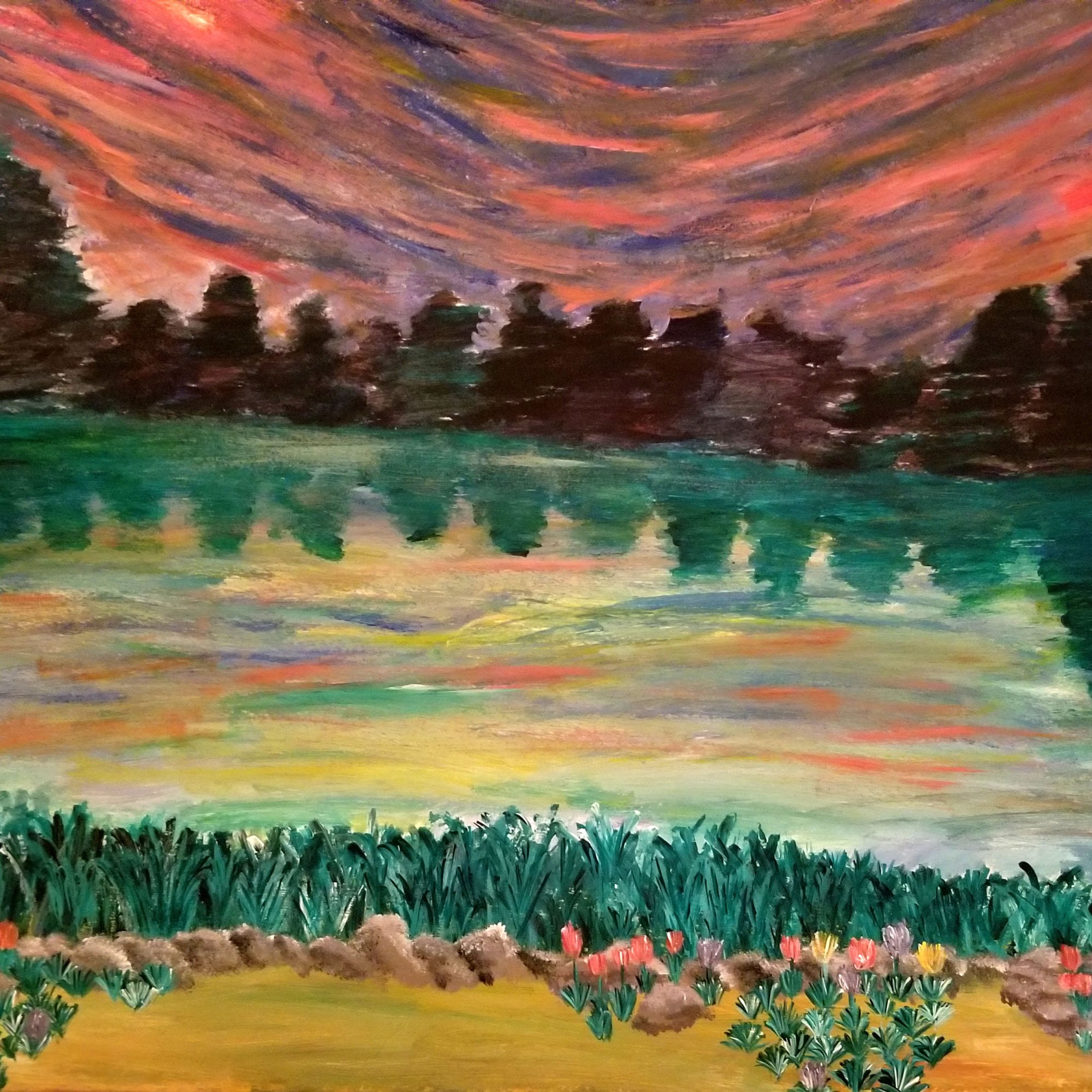 Sunrise Season: Acrylic paint on poster board. Acrylic painting on poster board of a sunrise on the lakeside. https://lizzyprittyarts.com/product-category/artwork-by-name/sunrise-season/ https://www.redbubble.com/shop/ap/83589243 https://fineartamerica.com/featured/sunrise-season-lizzy-pritty-arts.html https://lizzyprittyarts.threadless.com/designs/sunrise-season
